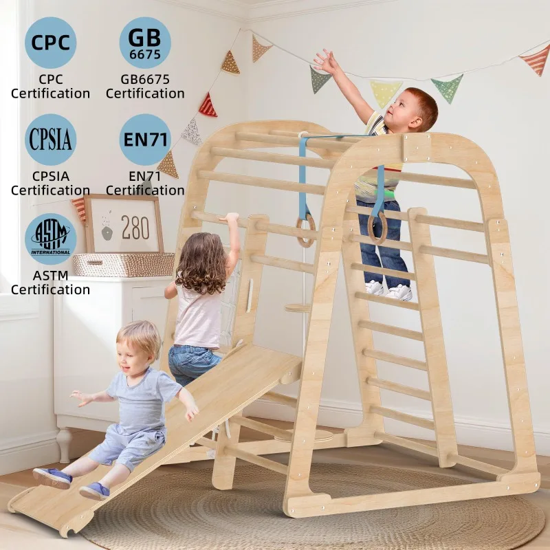 無垢材子供用滑り台 木製室内家庭用幼稚園滑り台 ベビー用ブラ - Kids Outdoor Climbing Frame のレビューと価格